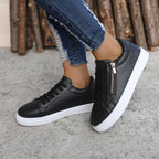 Women's Versatile Leather Side Zipper Casual Sports Shoes - D&A