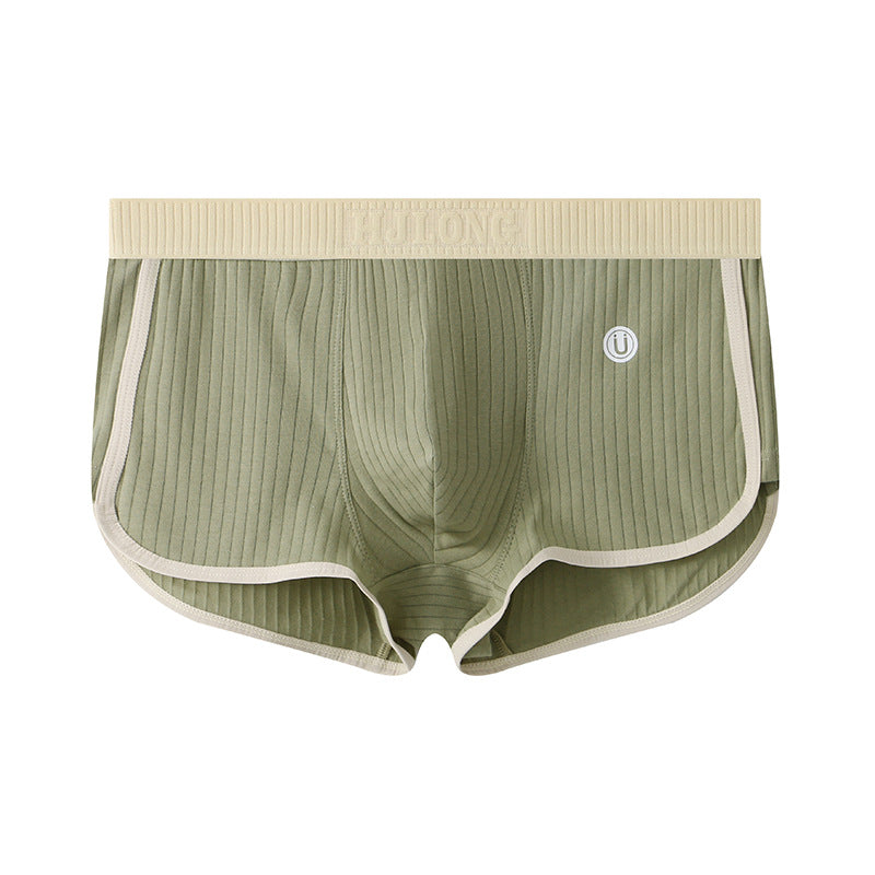 Men's Mid-waist Simple Fashionable Breathable Comfortable Boxers Light Green - D&A