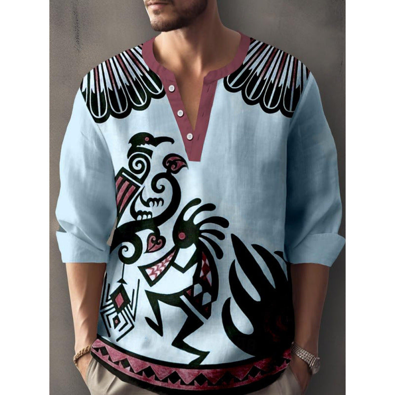 3D Digital Printing Bamboo Linen Long Sleeve European And American Men 57020S19380549 - D&A