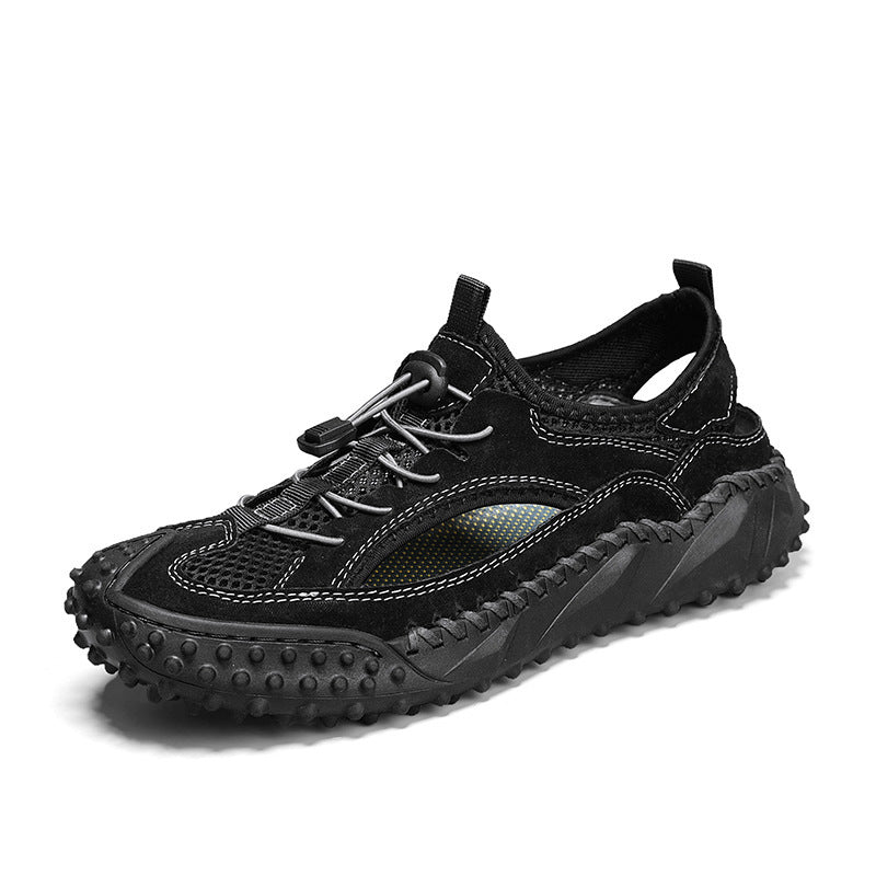 Men's Outerwear Sports Sandals Hole Non-slip Hollow Wading Shoes 8854 Black - D&A