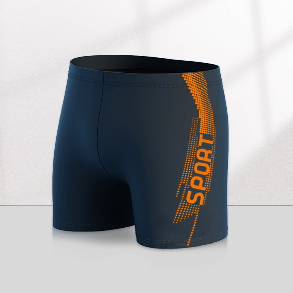 Men's Quick-drying Professional Sports Fitness High Waist Swimming Trunks Orange - D&A