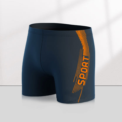 Men's Quick-drying Professional Sports Fitness High Waist Swimming Trunks Orange - D&A