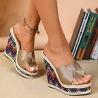 Women's Stylish Beach Simple Wedge Platform Slippers - D&A