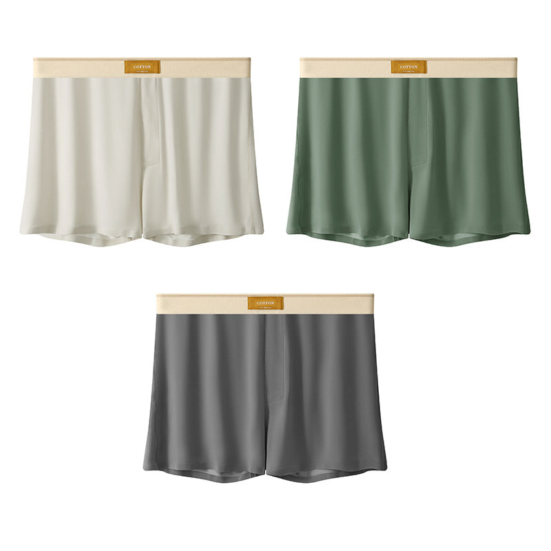 Men's Solid Color Loose Breathable Ice Silk Underwear Beige Apricot Green Dark Gray - D&A