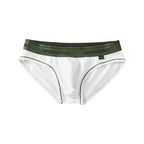 Men's Underwear Low Waist Cotton Tight Sexy Comfortable Breathable White And Green - D&A