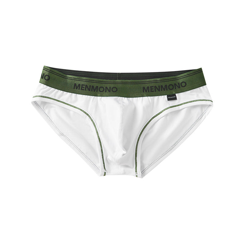 Men's Underwear Low Waist Cotton Tight Sexy Comfortable Breathable White And Green - D&A