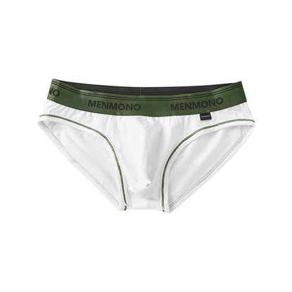 Men's Underwear Low Waist Cotton Tight Sexy Comfortable Breathable White And Green - D&A