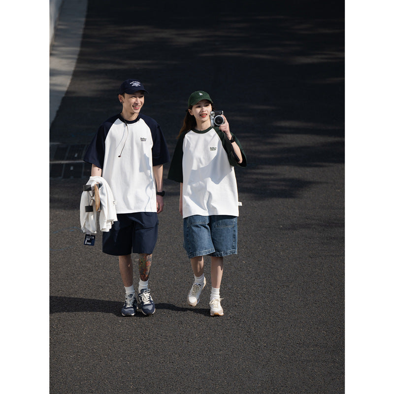 Casual Japanese Junior Raglan Sleeve T-shirt Bottoming Shirt For Men - D&A