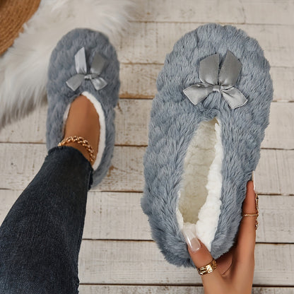 Women's Indoor Comfortable Breathable Warm Closed-toe Slippers Soft Grey - D&A