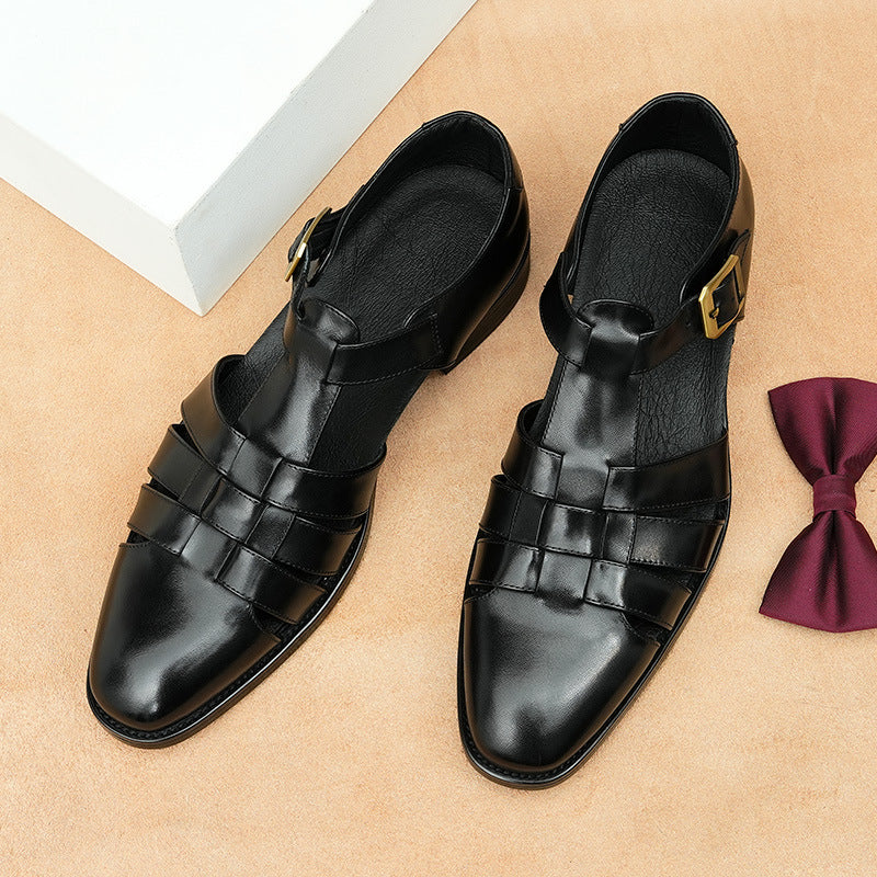 Genuine Leather Retro Fashion Business Summer Breathable Men's Shoes - D&A