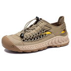Hand-woven Sandals Men's Non-slip Wear-resistant Summer Outer Wear Breathable Closed Toe Light Gray - D&A