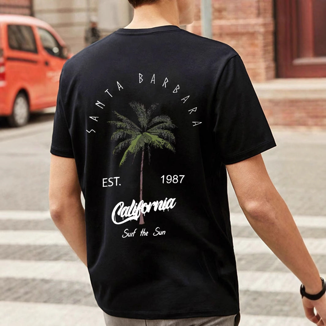 Men's Summer All-matching Fashion Casual Top Black Cotton - D&A