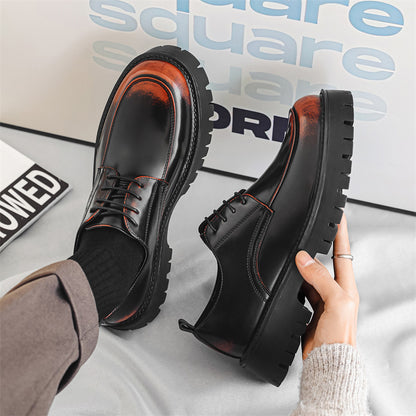 Platform Height Increasing Casual Leather Shoes - D&A