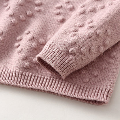 Children's Knitted Love Solid Color Sweater And Pants Set - D&A