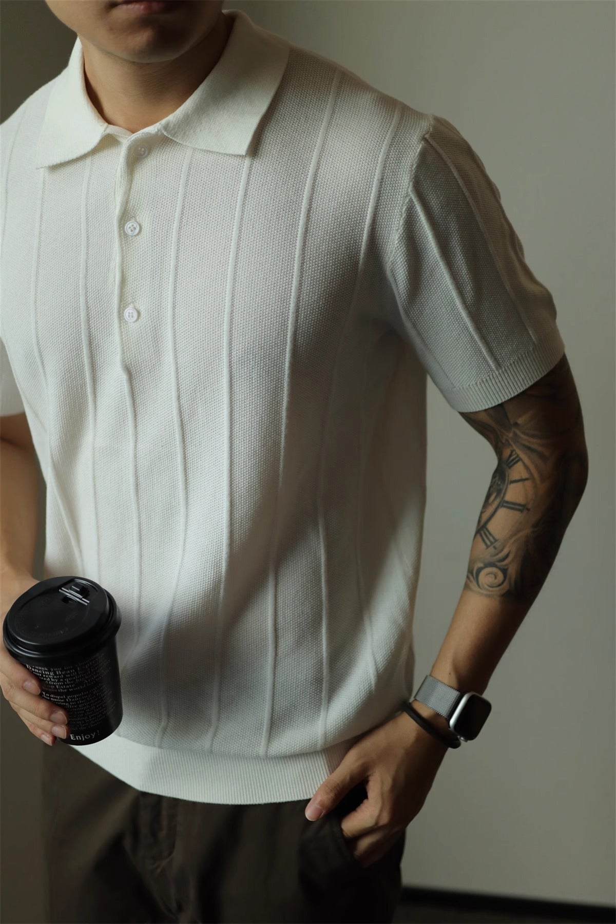 American T-shirt Young Solid Color BASIC Top Men White - D&A