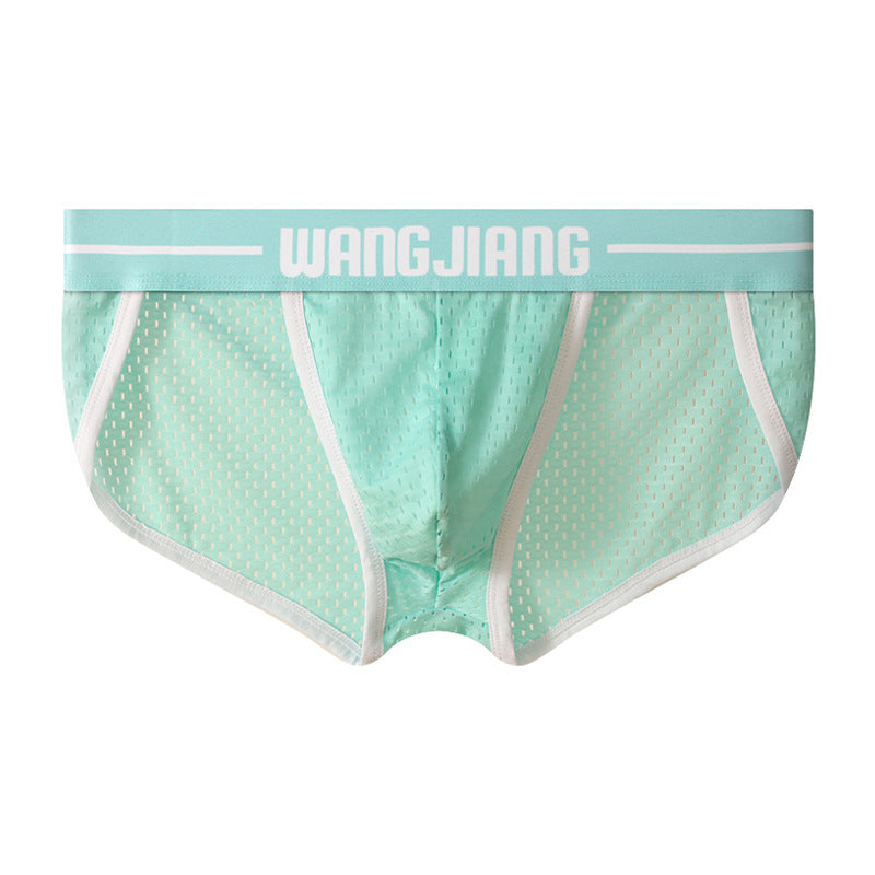 Mesh Breathable Ice Silk Men's Triangle Underwear Light Green - D&A