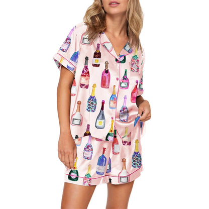Polyester Bowknot Home Pajamas Suit Pink - D&A
