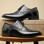 Men's Trendy Non-slip Breathable Leather Shoes Color Matching Business - D&A