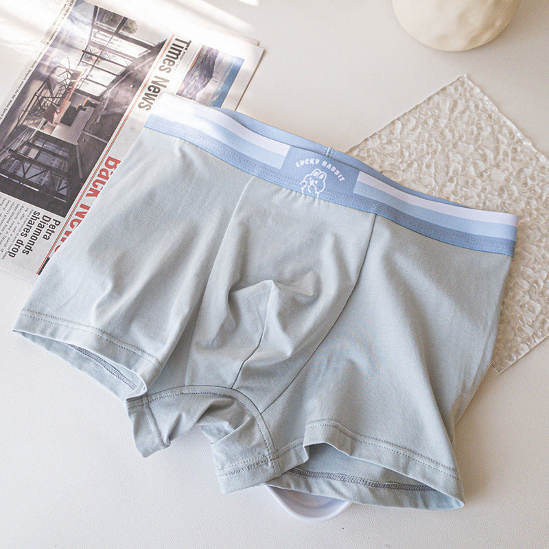 Men's Underwear Mid-waist Cartoon Rabbit Modal Cotton Bars Blue Rabbit - D&A
