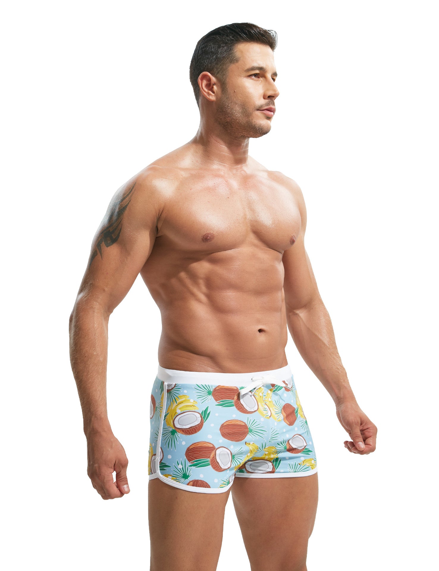 Summer Men's Nylon Printing Swim Briefs Coconut - D&A