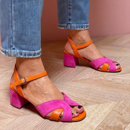 Women's Buckle High Heel Peep Toe Sandals - D&A