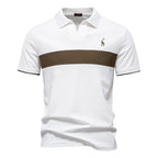 Deer Embroidered POLO Men's Lapel Short-sleeved T-shirt White - D&A