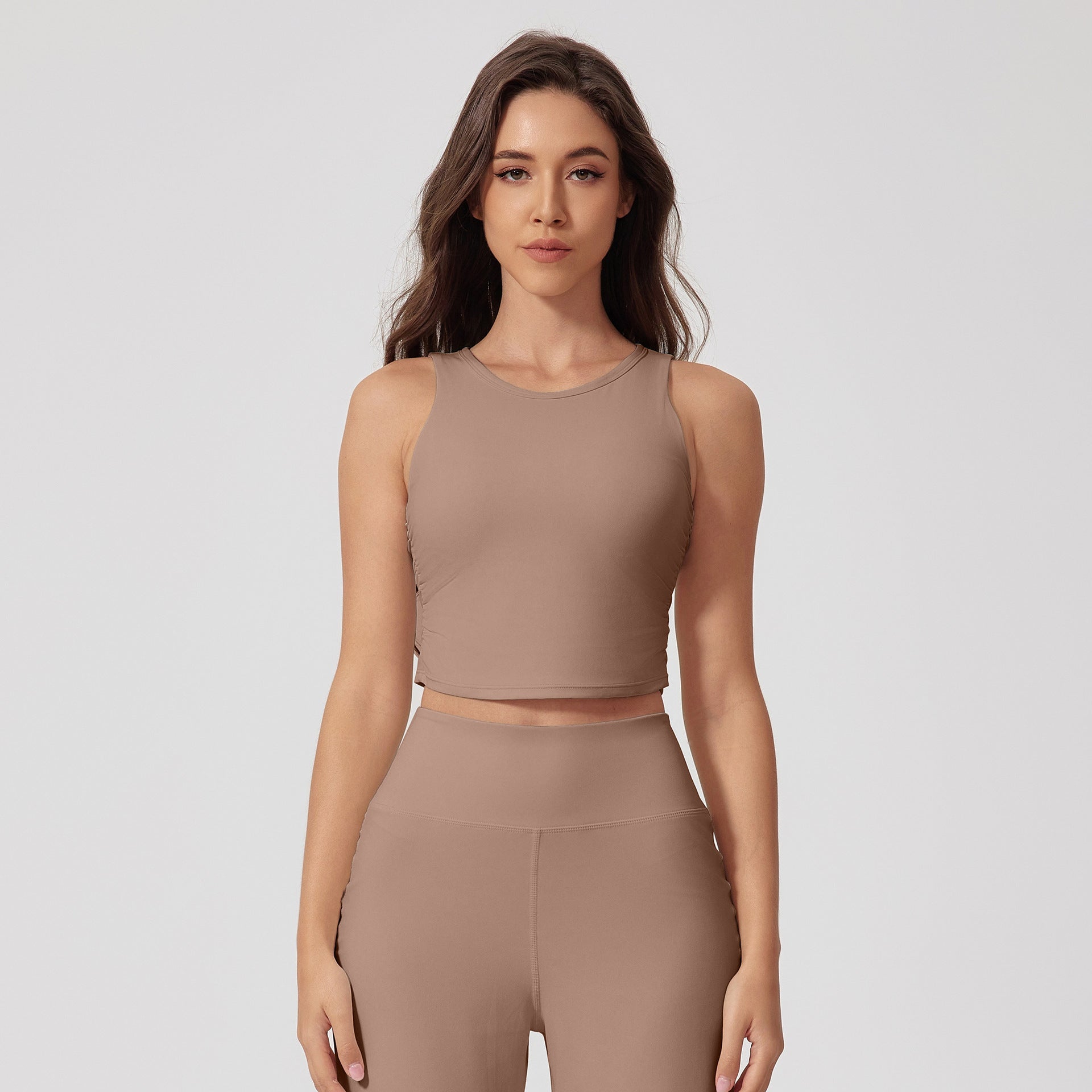 Fitness Nude Feel Bra Quick-drying U-shaped Backless Bra Cocoa Color - D&A