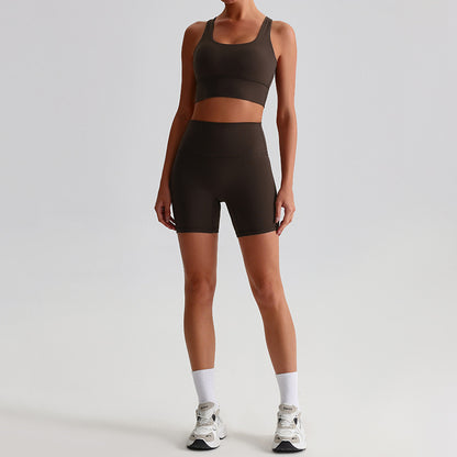 Fashion Sports Fitness Yoga Wear Suit Women 0197 Chocolate Brown Suit - D&A