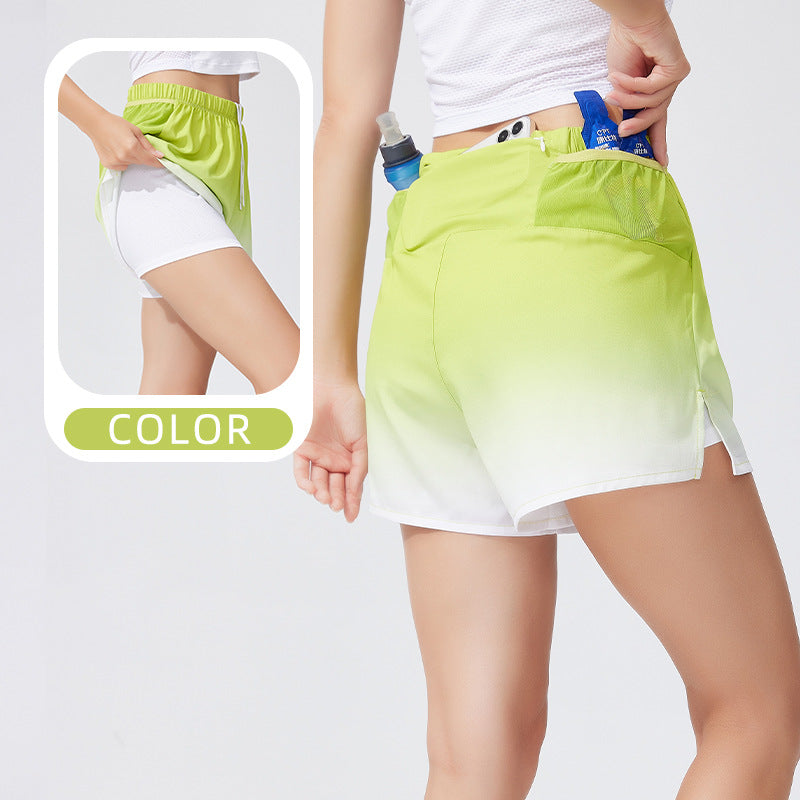 Men's And Women's Double-layer Swimming Loose Beach Pants Fluorescent Yellow Lady - D&A