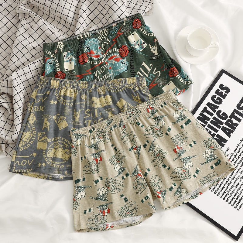Cotton Printed Men's Home Loose Casual Print Boxer Shorts - D&A