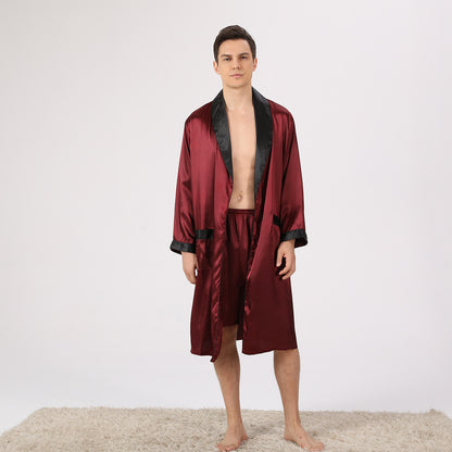 Men's Silk Nightgown Shorts Two-piece Suit - D&A