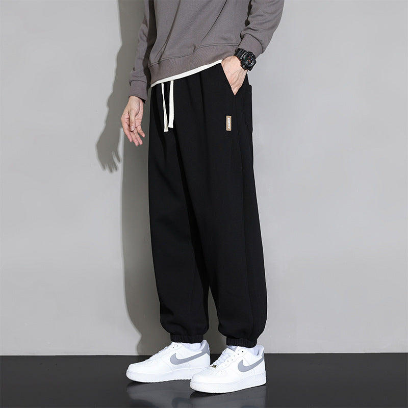 Men's Loose Thin Looking Extra Large Plus Casual Sports Trousers Black - D&A