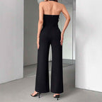 Black And White Color Matching Straight Halter Jumpsuit