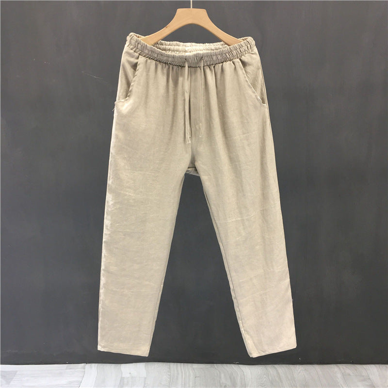 Casual Pants Straight Loose Men's Pants Cropped Pants Optic Linen - D&A