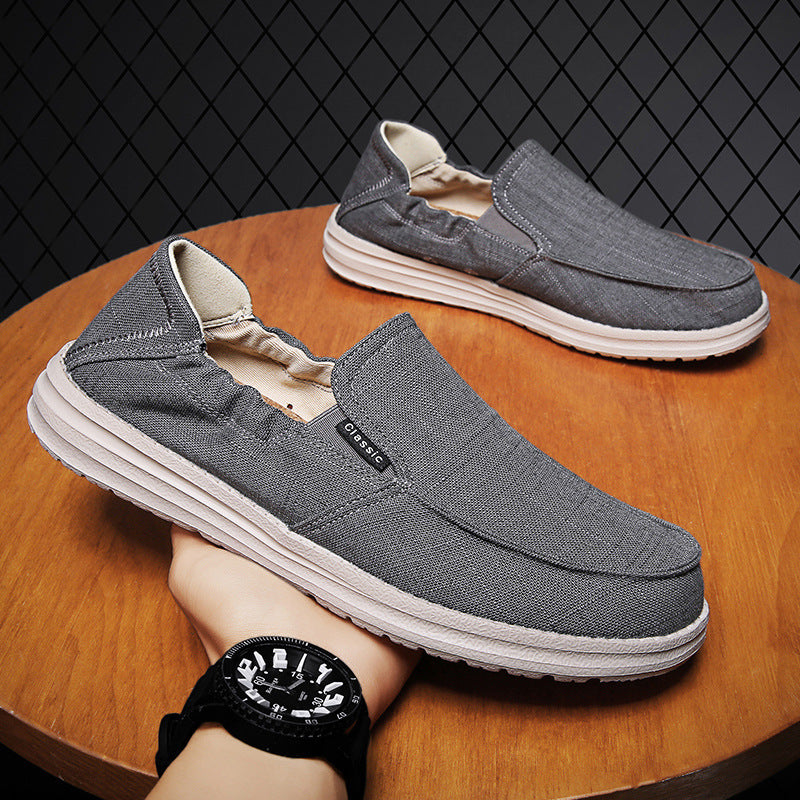 Plus Size Men's Canvas Shoes One Pedal Loafer Cloth Shoes - D&A