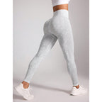 Nude Feel High Waist Hip Lifting And Belly Contracting Fitness Seamless Sports Pants Light Gray - D&A
