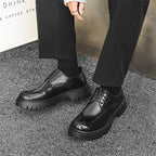 Platform Height Increasing Casual Leather Shoes - D&A