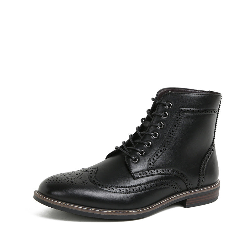 Autumn And Winter New Retro High-top Men's Work Ankle Boots Black - D&A