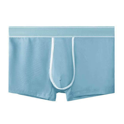 Men's Ice Silk Antibacterial Ultra Thin Sexy Transparent Boys Sports Underwear Medium blue 1pcs - D&A