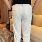 Men's Casual Straight-leg Dark Pattern Ice Silk Cropped Pants - D&A