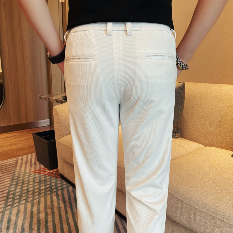 Men's Casual Straight-leg Dark Pattern Ice Silk Cropped Pants - D&A