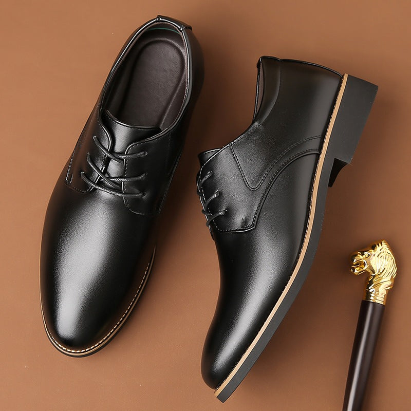 Plus Size Business Formal Wear Black Leather Shoes For Men Black - D&A