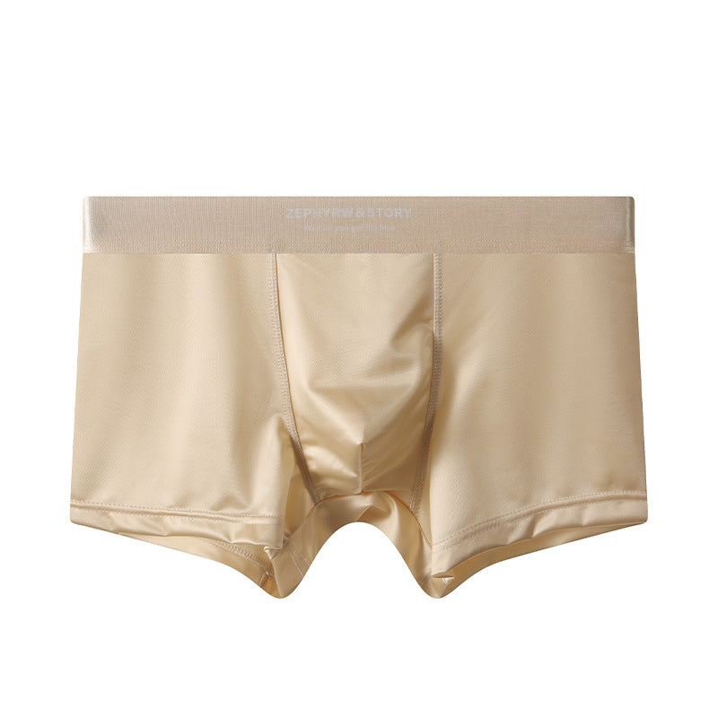 Men's Satin Light Luxury Ice Silk Underwear Summer Champagne Apricot - D&A