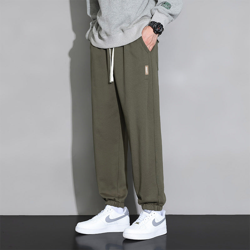 Men's Loose Thin Looking Extra Large Plus Casual Sports Trousers Army Green - D&A