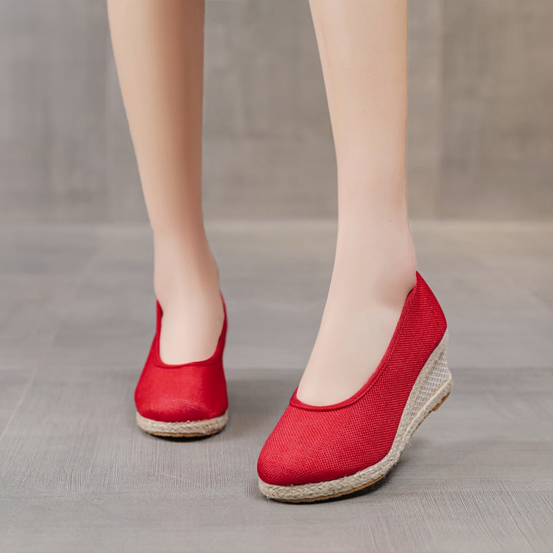 High Heel Women's Shoes Work Shoes Pointed Straw Pumps Red - D&A
