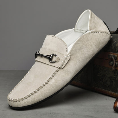 Men's Suede Leather Breathable Casual Shoes Sand Color - D&A