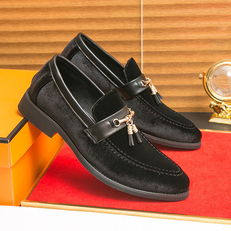 Loafers Solid Color Fringed Leather Shoes - D&A