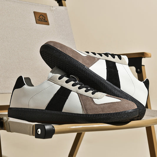 Top Layer Pigskin Leather Sneaker Japanese Canvas Retro Sports Couple Casual Shoes - D&A