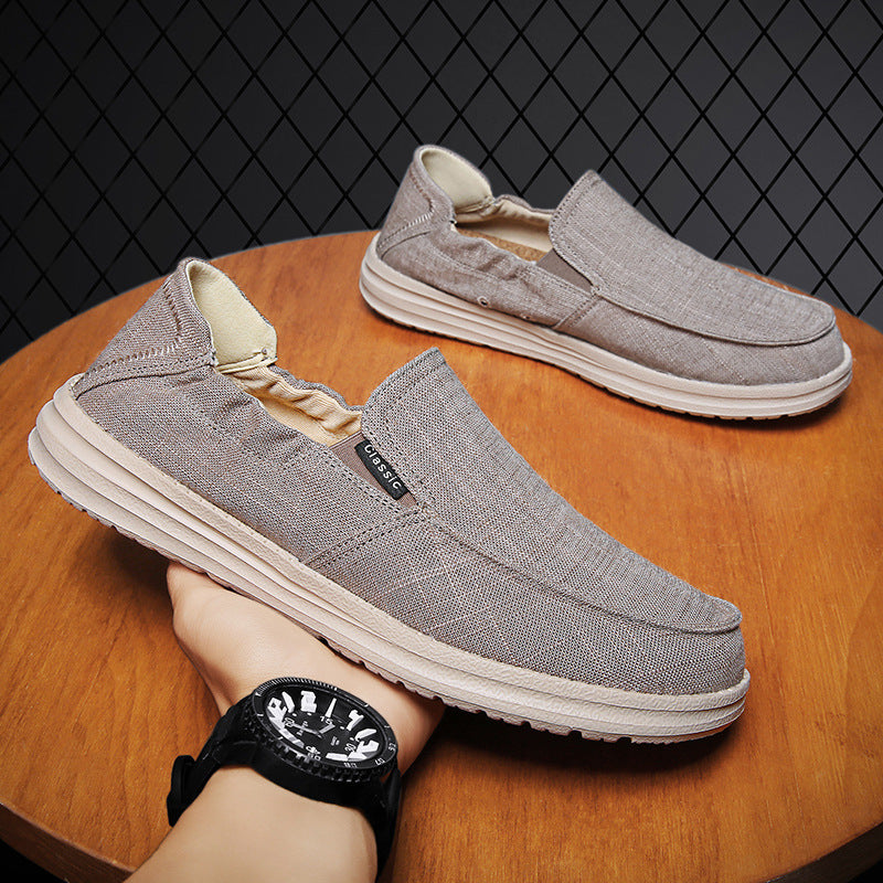 Plus Size Men's Canvas Shoes One Pedal Loafer Cloth Shoes - D&A