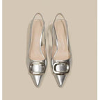 Pointed Toe Classy High Heels High-grade French Square Buckle - D&A
